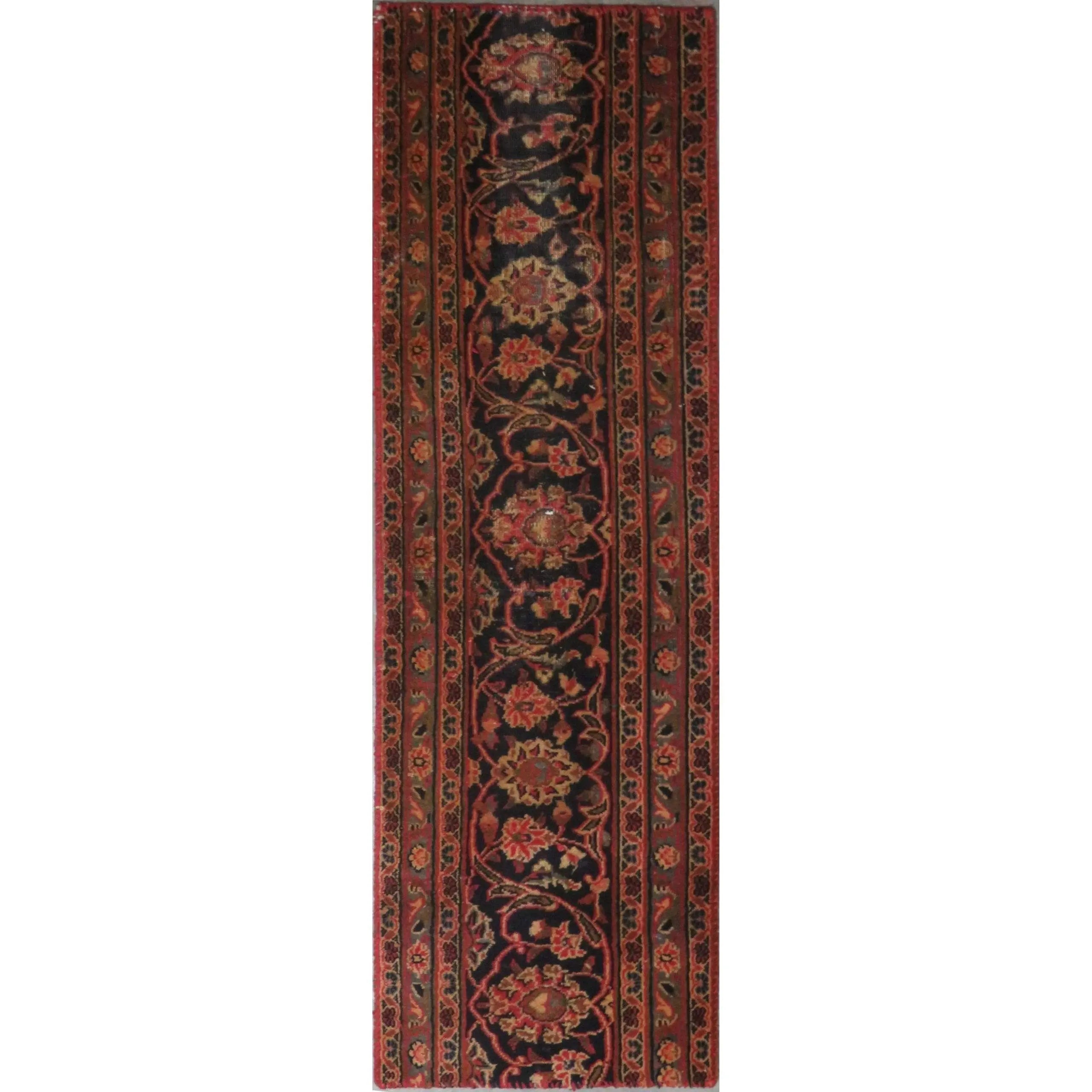One Of The Kind Hand-Knotted Persian Wool Rug _ Luxurious Vintage Design, 5'0" x 1'0", Artisan Crafted